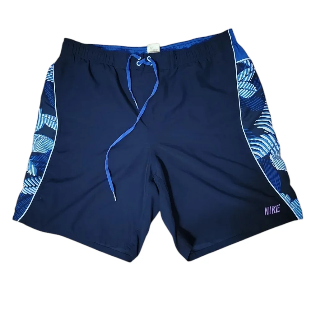 Vintage Nike‎ Silver 90s Label Swim Board Shorts Trunks Blue Mens Size XL